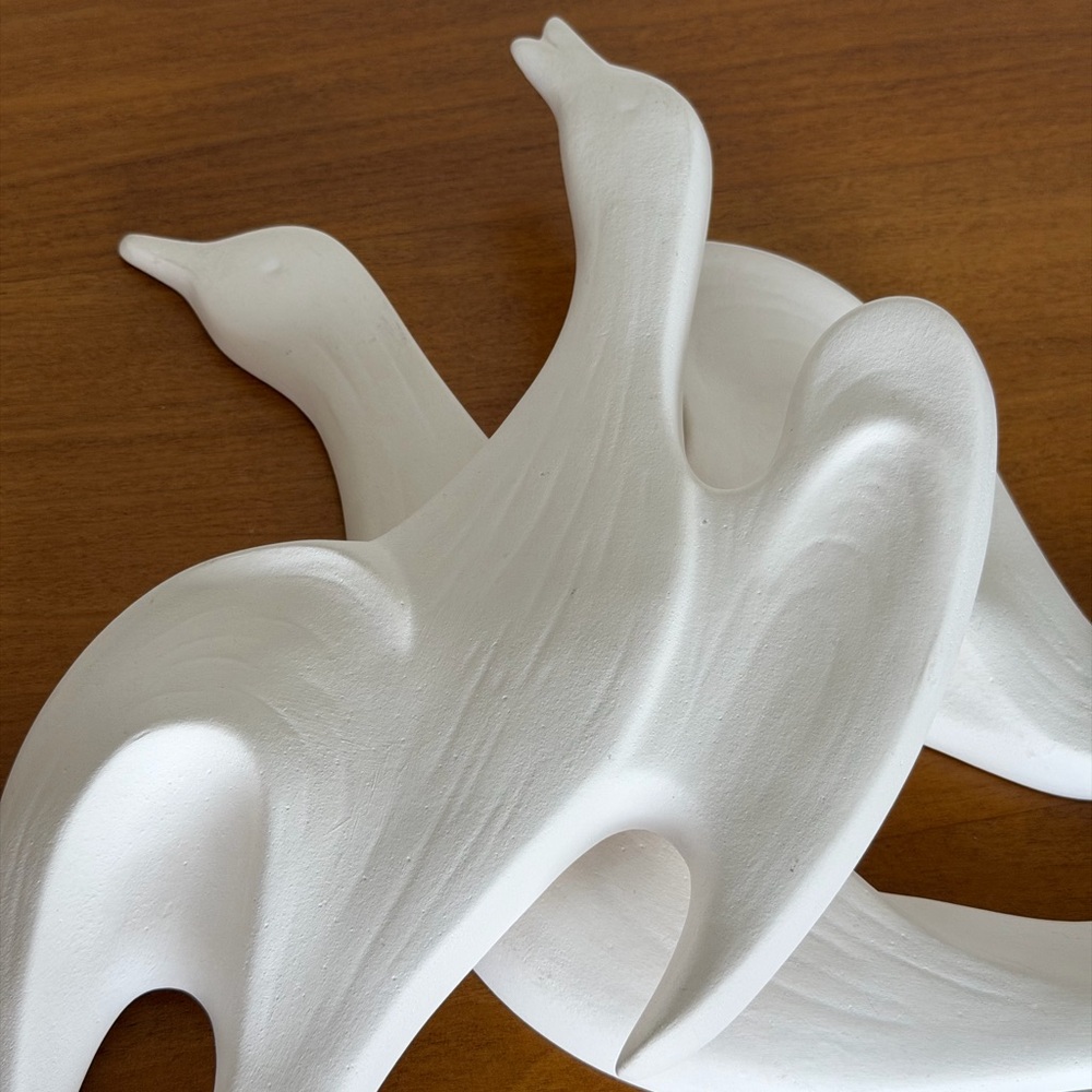 Vintage MCM Sculptural Wall Birds Set White Minimalist Modern Decor - Picture 3 of 12